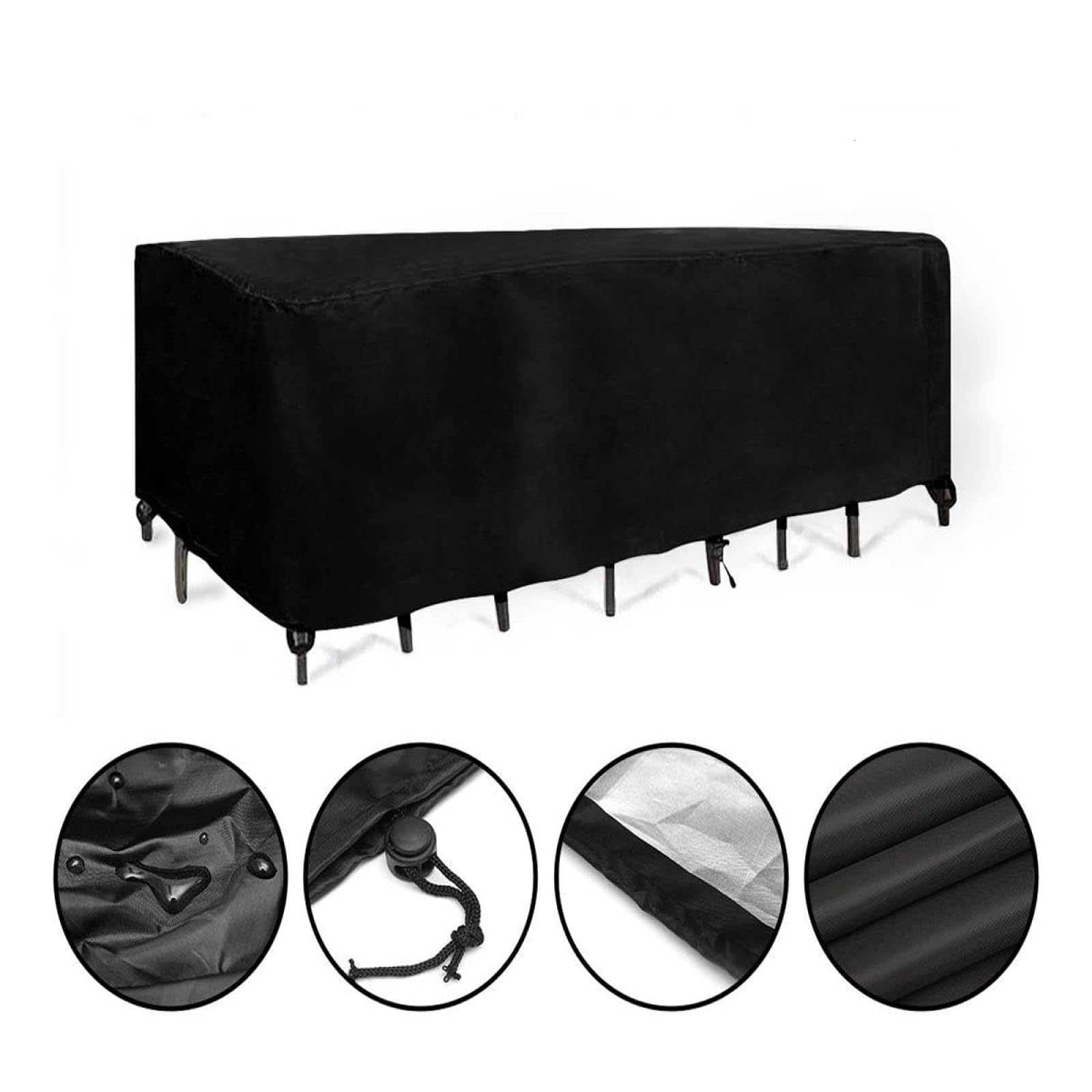 Housse Table de Jardin Housses de Meubles 300x180x75cm Bâche Salon de Jardin Extérieur Tissu 420D Oxford Housse de Protection Salon de Jardin Bâche Table Jardin