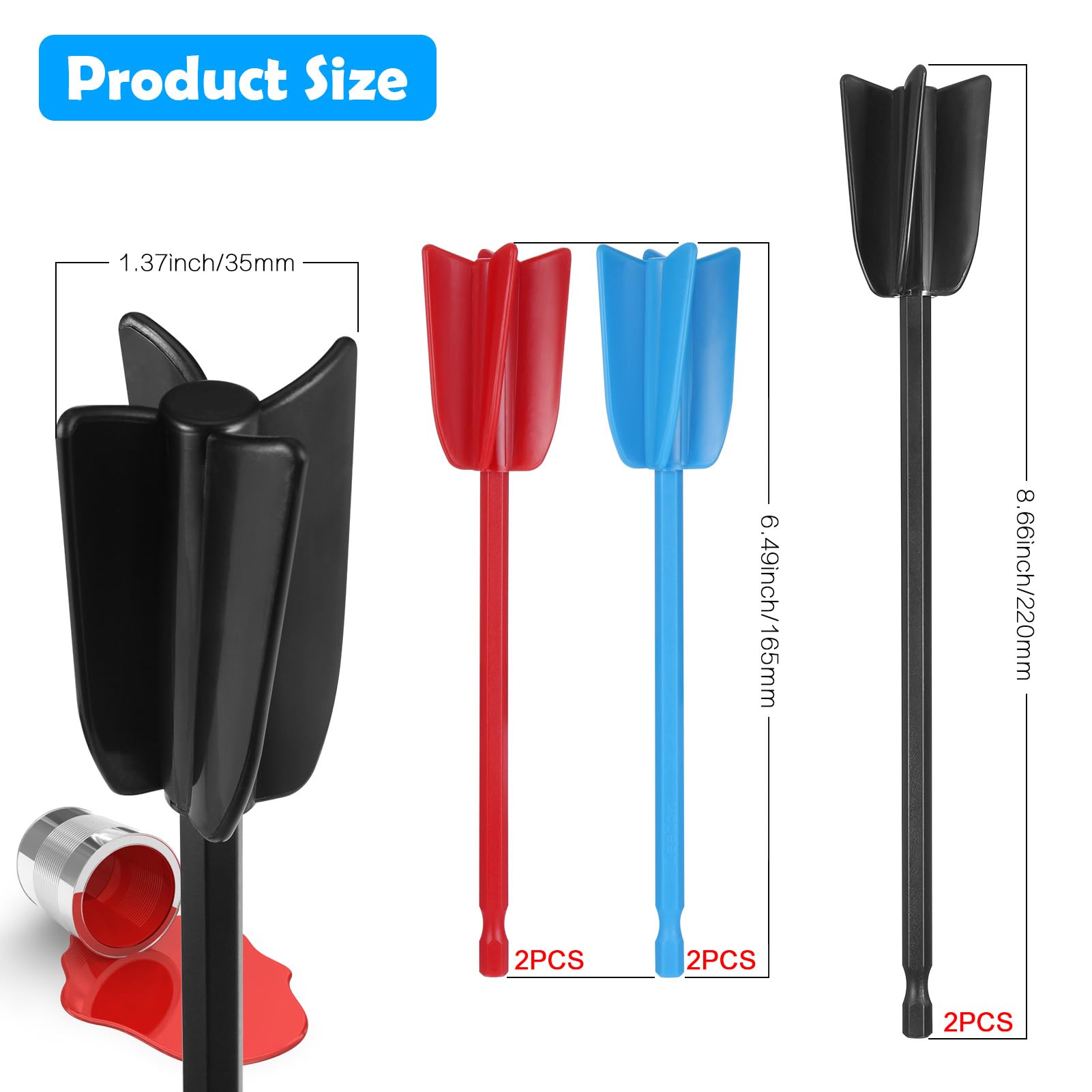 NHQZ 6 Pièces Mélangeurs Époxy Pour Perceuse - Mélangeur Peinture Et Résine Époxy Réutilisables