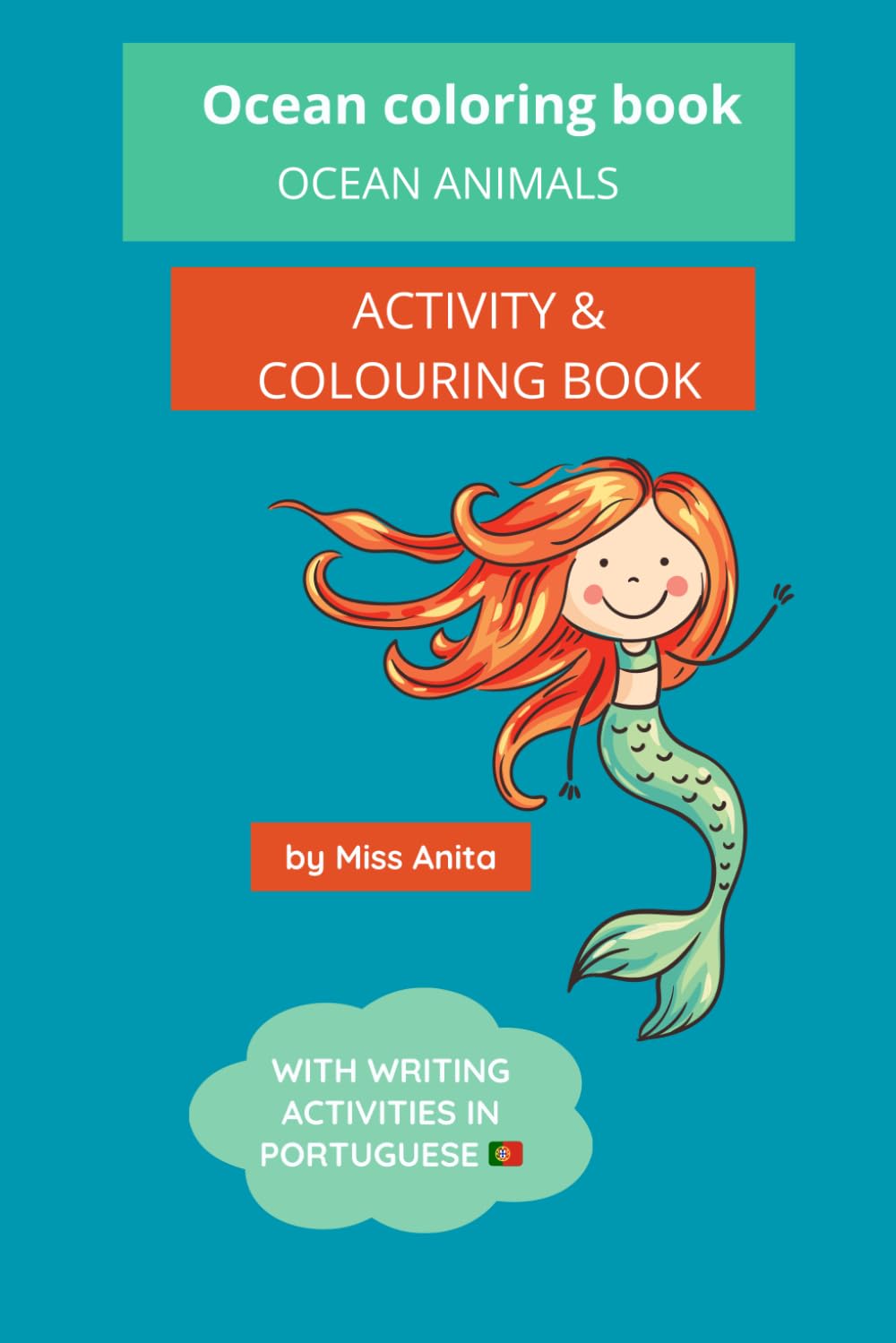 Ocean activity & colouring book: With writing activities in Portuguese