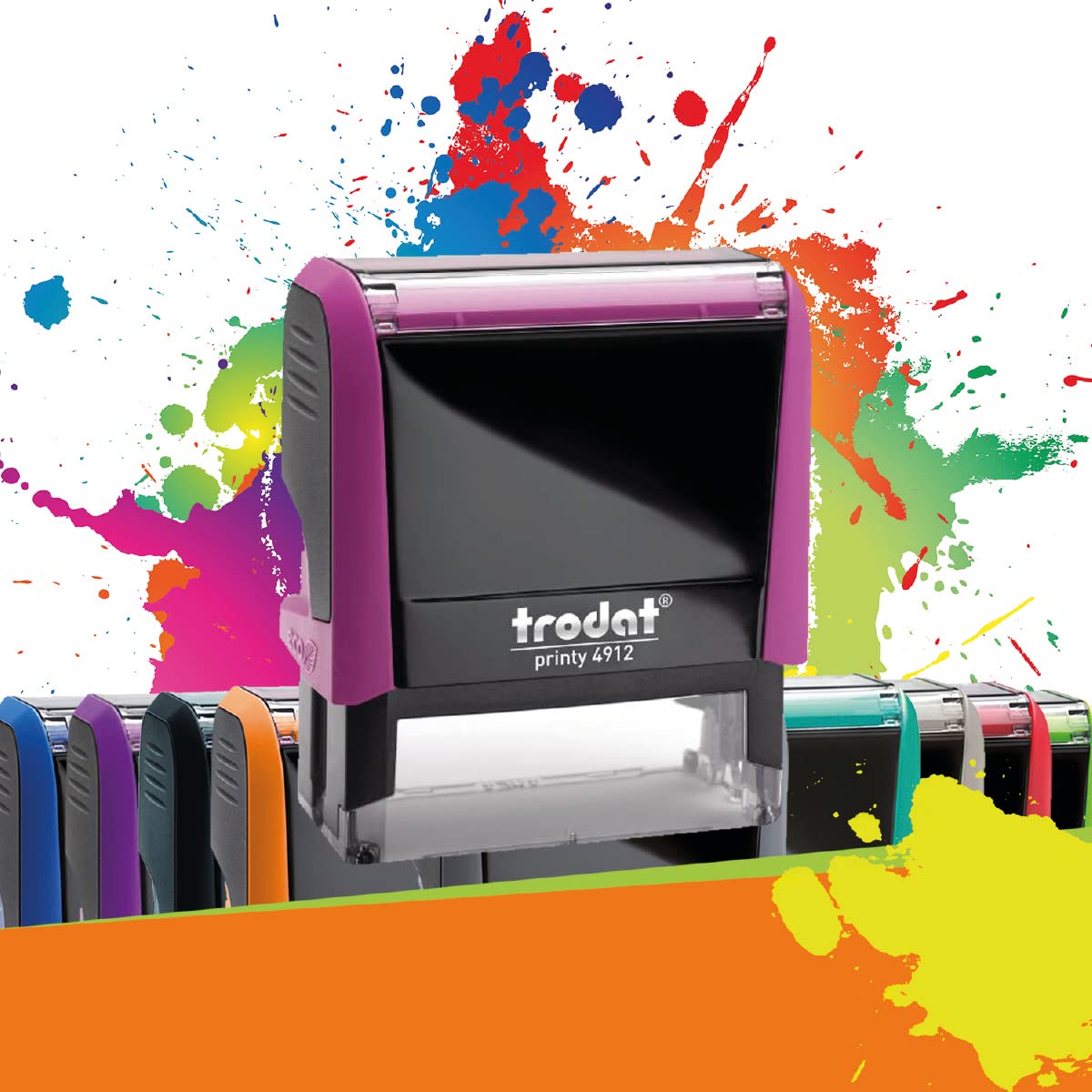 Trodat Printy 4912 - Professional Self-Inking Stamp with 4 Customizable Lines – Text Plate 47 x 18 mm Included (Pastel Pink) — image 1