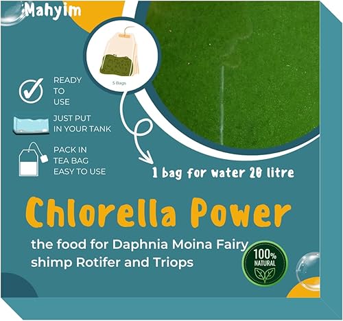 5 bolsas de clorella en polvo para alimentar crustáceos - Daphnia, Moina, Rotifer, camarones de hadas y otros alimentos vivos para peces