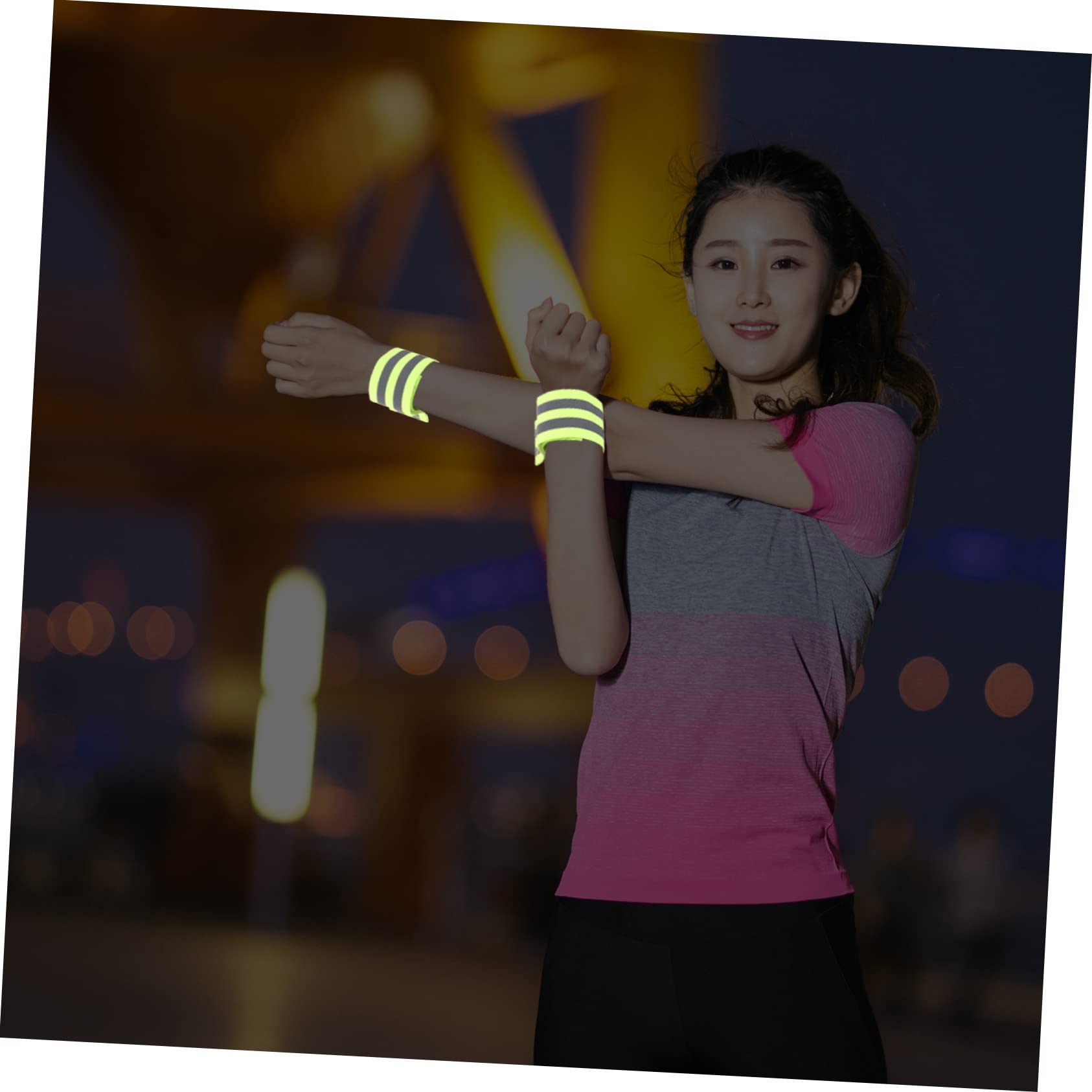 Abaodam Muñequera Reflectante Bandas Reflectoras Pulsera Reflectante para Correr De Noche Brazaletes Amarillo Bandas Reflectantes Reflexivo Poliéster