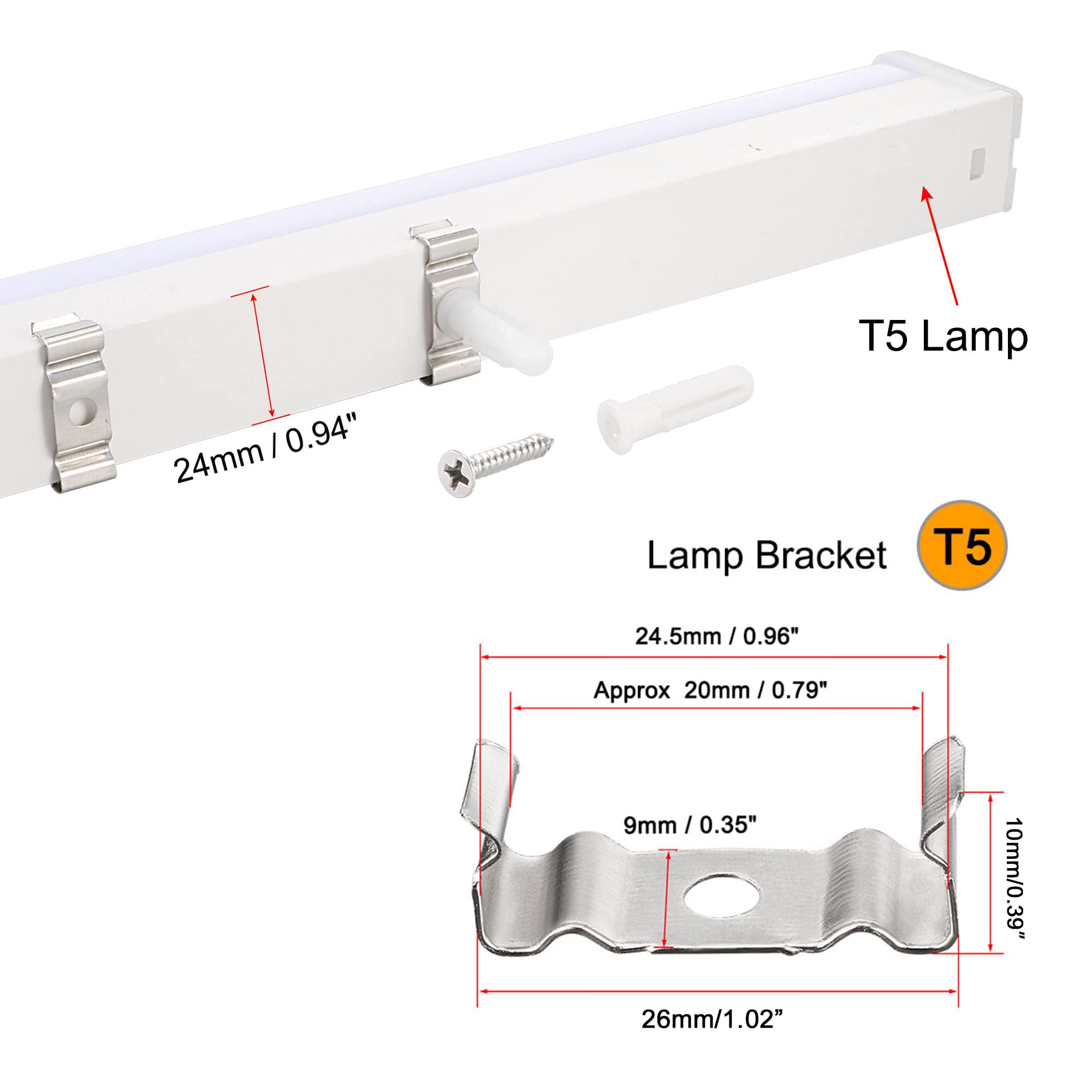 TOP-VIGOR 20Pcs T5 Clips Bracket Hanger Fluorescent Tube Light Fixture Holder Clamps with Screws for LED Bulbs Ceiling Lamp to Prevent Sagging - Image 3