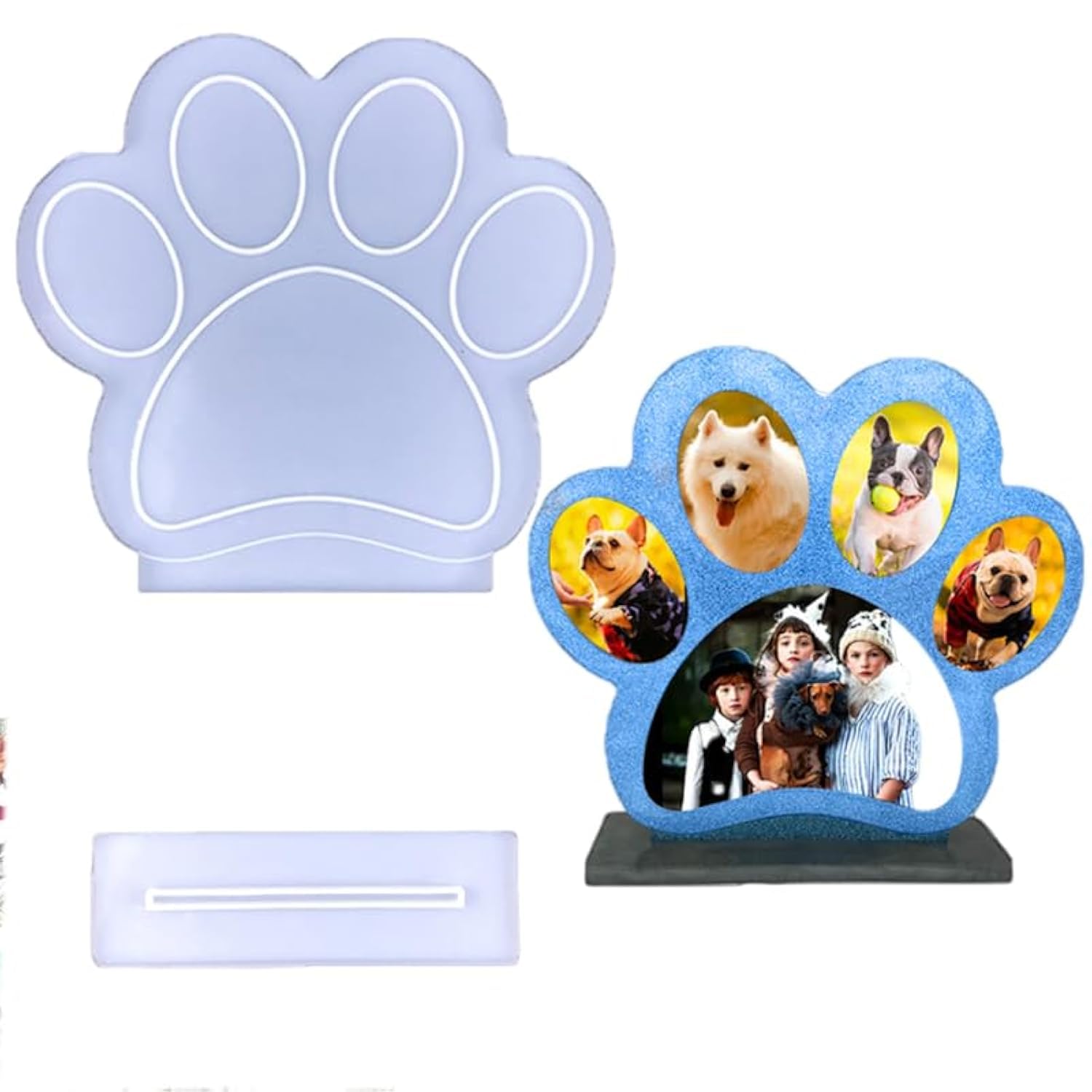 DIYBravo Resin Molds Photo Frame with Base Puppy Paw Shape UV Epoxy Resin Casting Picture Frame Molds for DIY Craft Decoration (Puppy Paw Shape)