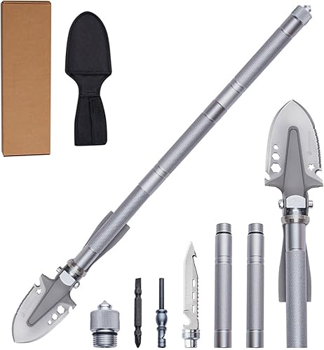 Pala de supervivencia 2 en 1 con pico, multiherramienta plegable ajustable de 3 secciones, equipo táctico resistente para camping, senderismo,