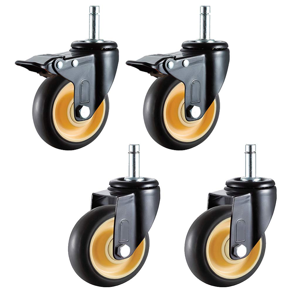 GYRAZXS High-Performance Swivel Cs 4-Pack Rubber Furniture Wheels with Stem Heavy-Duty Locking Rollers for Trolleys Ball Bearings Double Safety Locking System