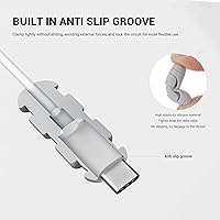 Vista 6 de Protector de cable de cargador, 6 protectores de cable USB antideslizantes de silicona, 2 en 1, funda protectora de extremo de cable de carga