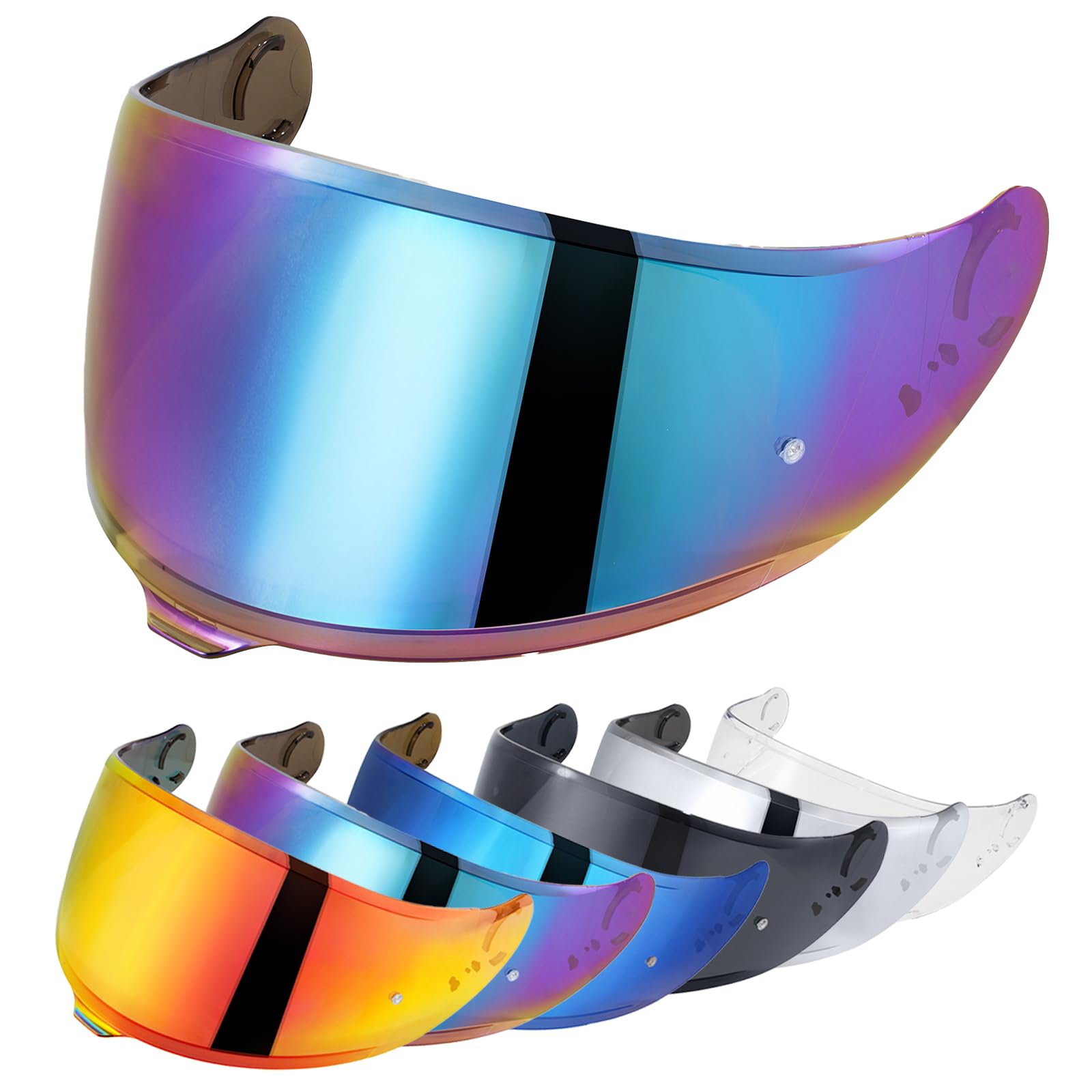 Visiera Casco Moto per GT Air 3 CNS-1C Visiera Casco Integrale Antivento Protezione UV Lente per Visiera per Casco Parti di Ricambio (Arcobaleno)