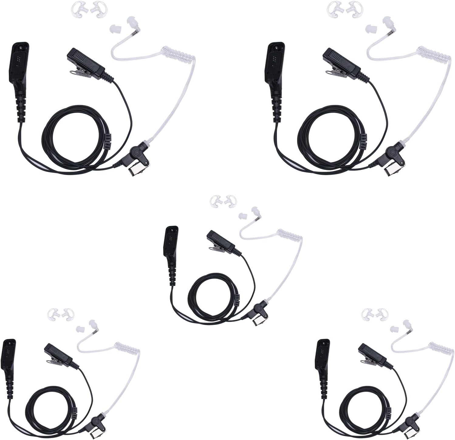 XPR7550e Earpiece Headset with PTT Mic Compatible with Motorola APX6000li APX6000xe APX2000 APX4000 APX7000 APX900 APX8000 XPR7550 XPR7550e 2 Way Radios with Acoustic Tube,5PCS