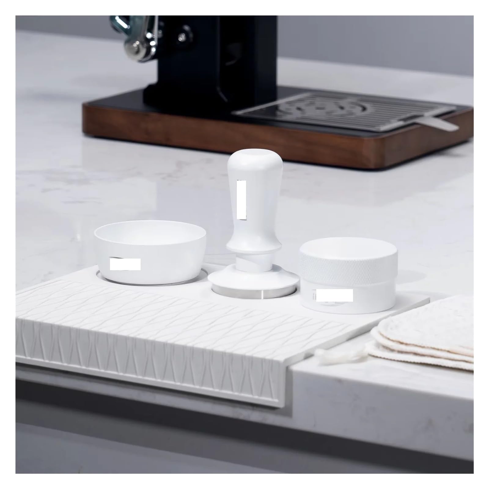 6 EN 1, Kit De Accesorios Con Café, Distribuidor, Tapete Silicona para Café(Silver 58MM)