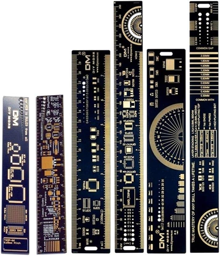 1Set 15cm 20cm 25cm Multifunctional PCB Ruler Measuring Tool Resistor Capacitor Chip IC SMD Diode Transistor Package 180 Degrees