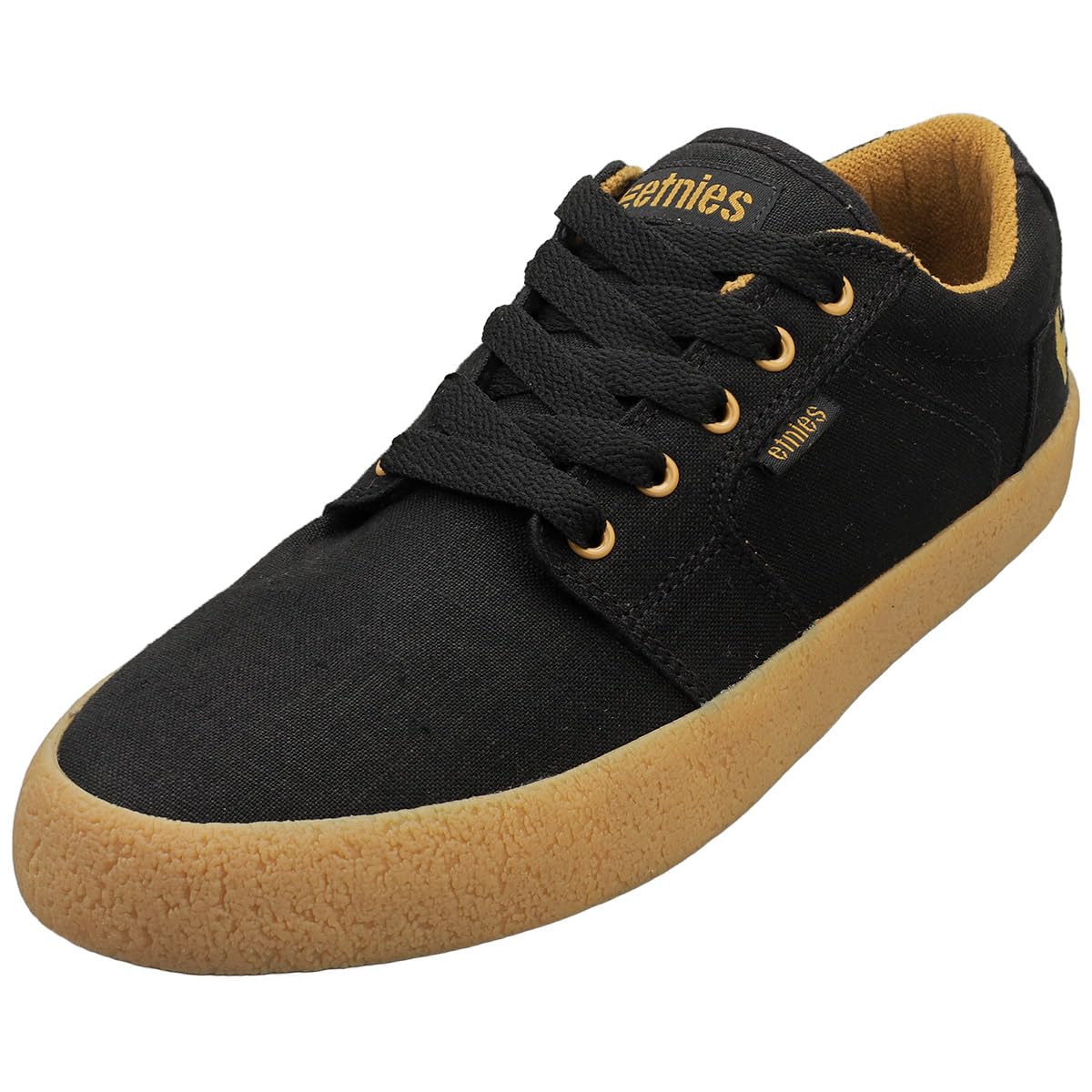 Etnies Barge LS – Classic Skate Look, Slim Vulcanized Silhoutte, Hefty Armored Collar, Reinforced Vulc - Black Raw - 5,5