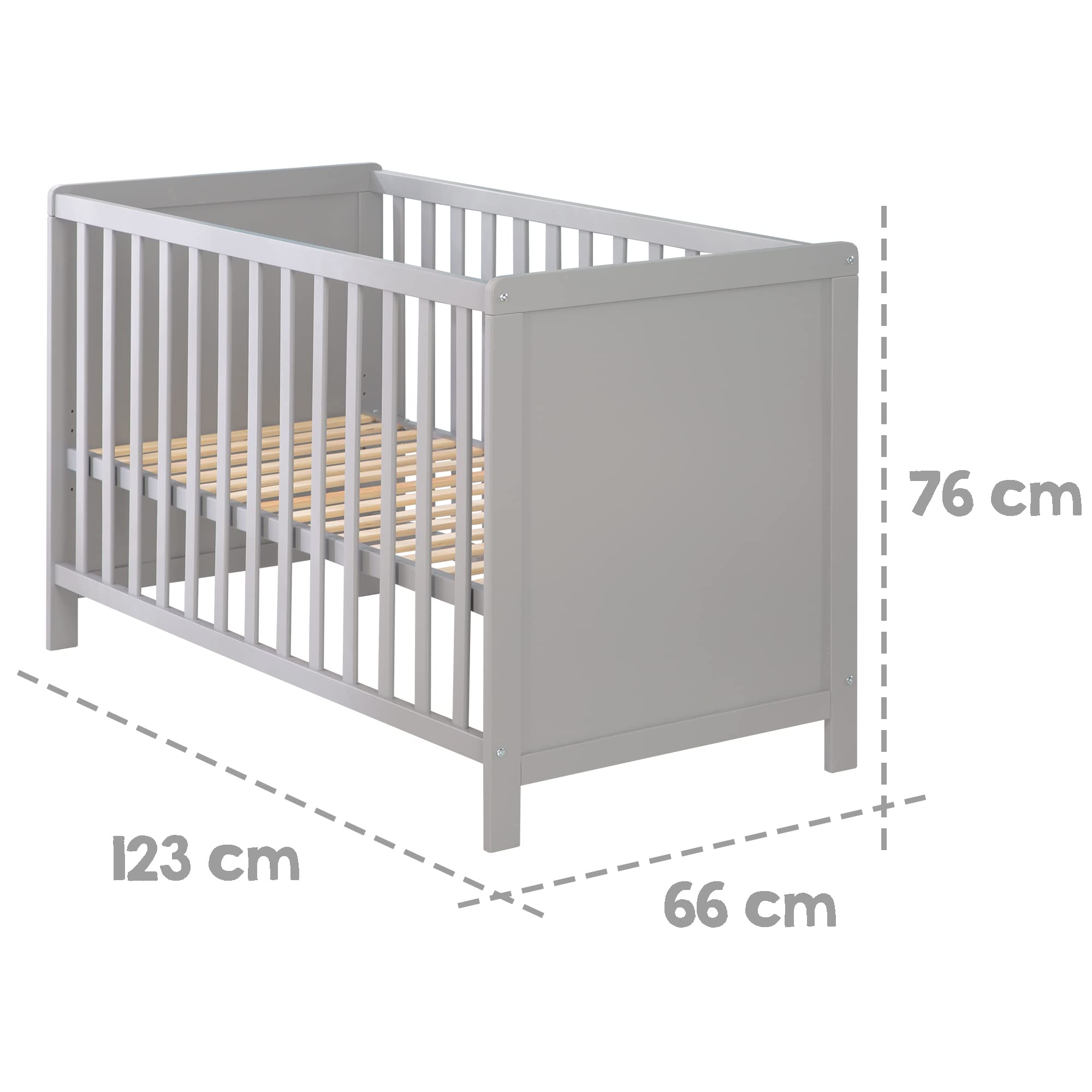 roba 2 in 1 Babybett 60 x 120 cm Gitterbett Beistellbett 6-fach Höhenverstellbar Holz grau taupe