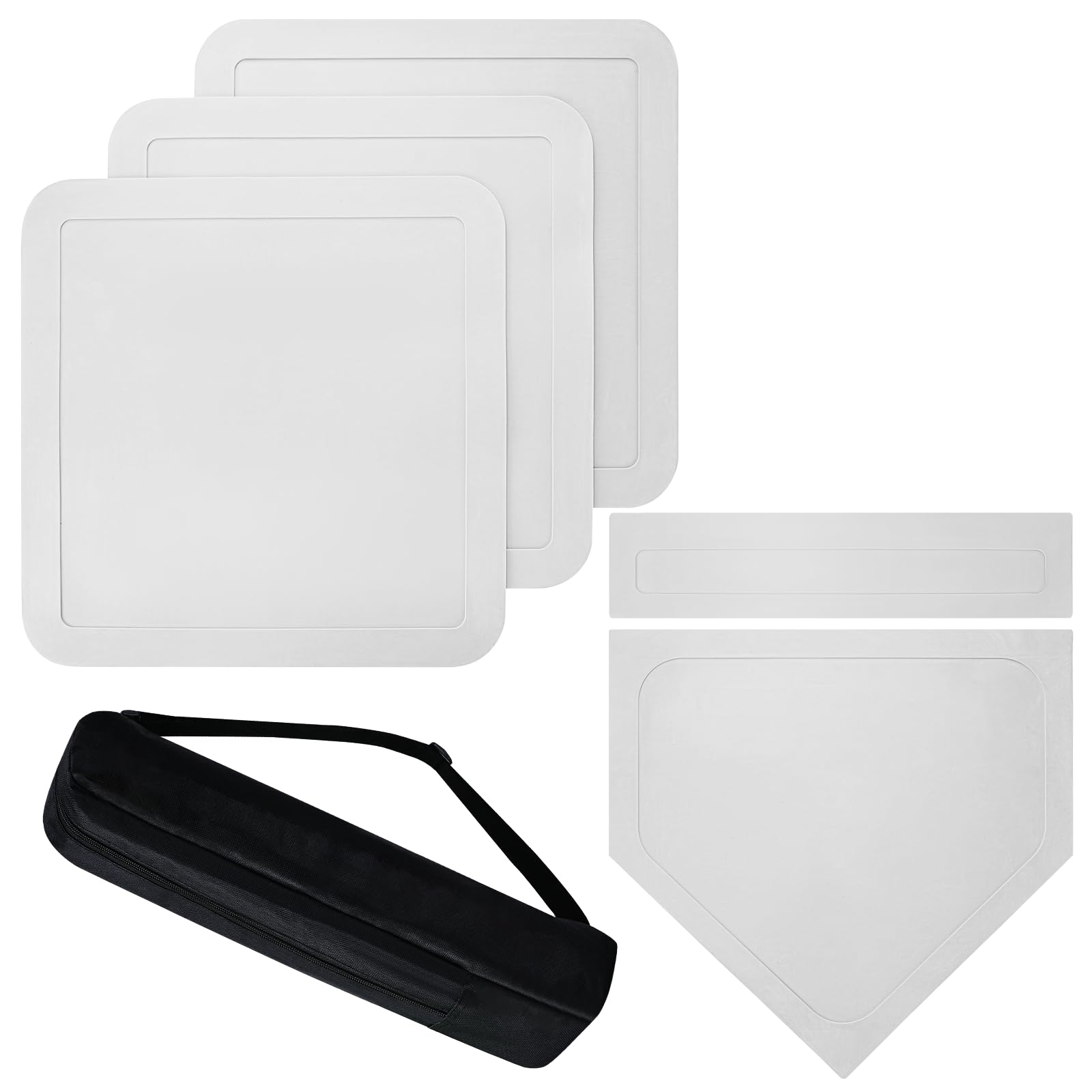 Lolyer Baseball Bases for Yard - 3 Throw Down Bases 1 Homeplate 1 Pitching Rubber with Baseball Bases Bag for Kids Practice, Rubber Bases for Kickball