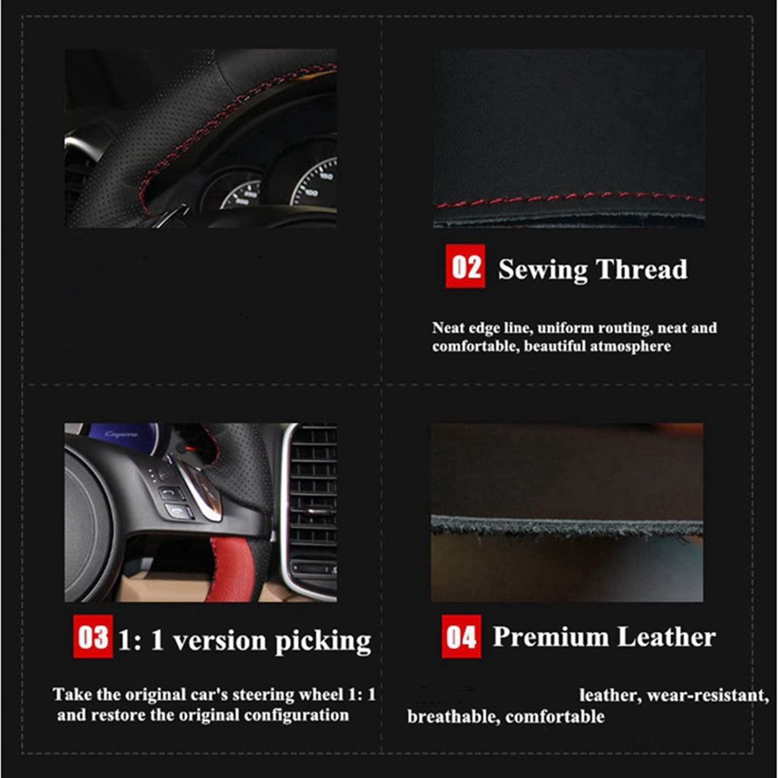 Lenkrad Abdeckung Auto Lenkradbezug Für SmartFortwo Auto-Lenkradbezug Handgenähtes schwarzes Kunstleder (Farbe : Gray Thread)