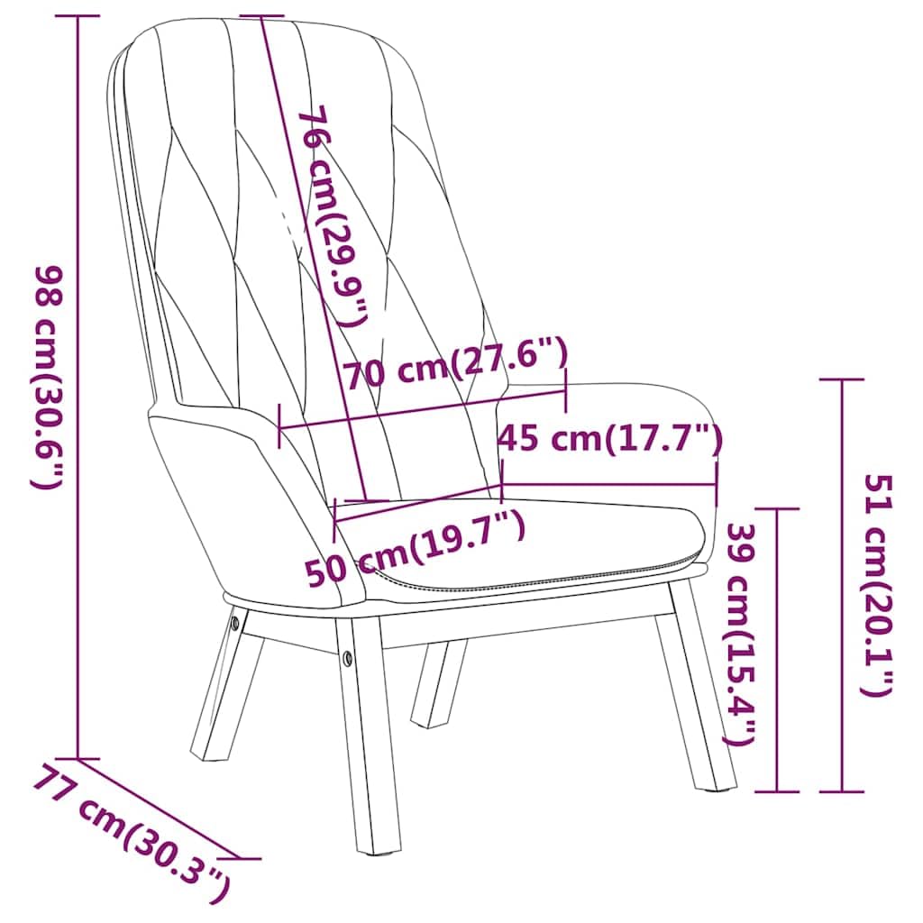 Relax-Sessel Samt Rosa, Polstersessel mit Metallgestell, Bequemer Lesesessel für Wohnzimmer Schlafzimmer, 70x77x98 cm