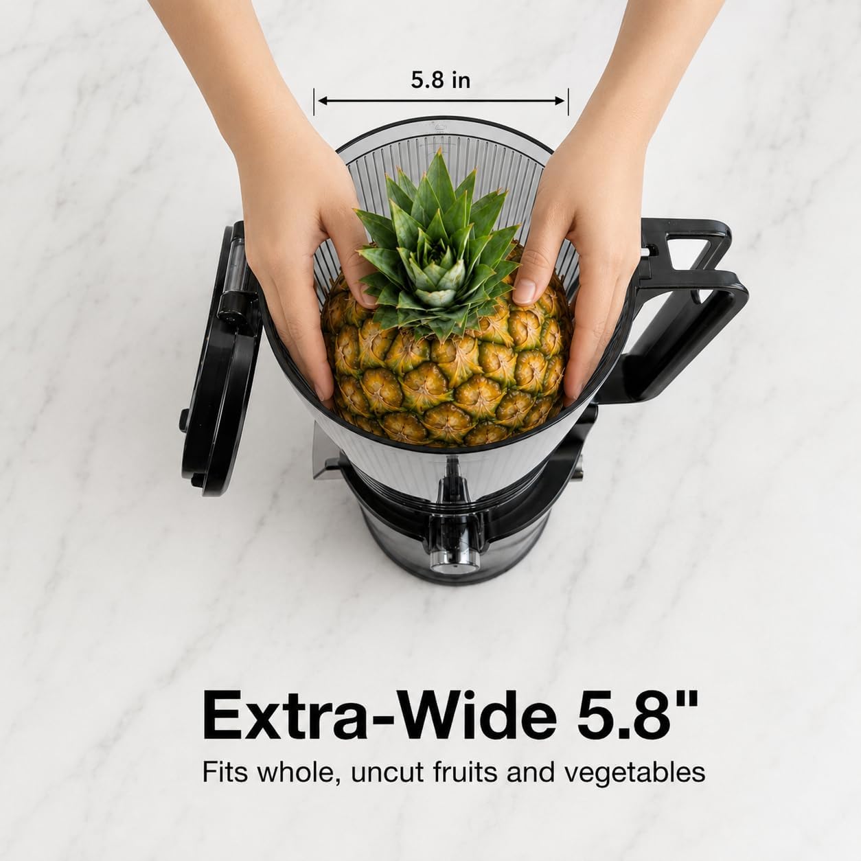 Cold Press Juicer | 250W Quiet AC Motor | 5.8" Large Feed Chute | Makes Juice, Nut Milk & Sorbet | Easy to Clean | Dark Grey | Stainless Steel