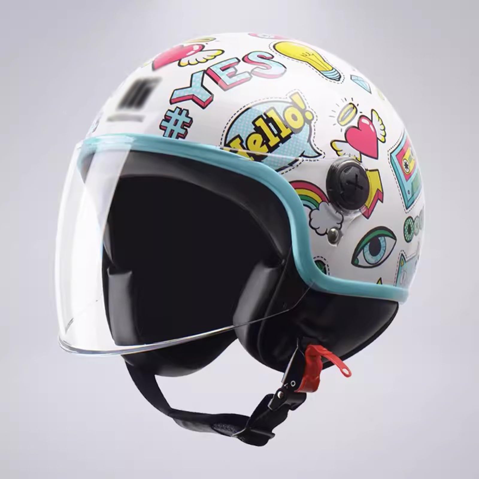 Simpatico casco integrale da moto per bambini, casco da skateboard per sport all'aria aperta per bambini e ragazze, casco per scooter elettrico omologato DOT/ECE con visiera parasole C,48-54CM