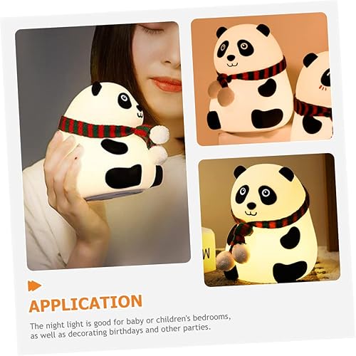 Miniatura 2 de DOITOOL 4pcs Panda Noche Luz Dormitorio Luces Decoración Resplandor Decoración Lámpara de Escritorio Lactancia Lactancia de Silicona Animal Luz