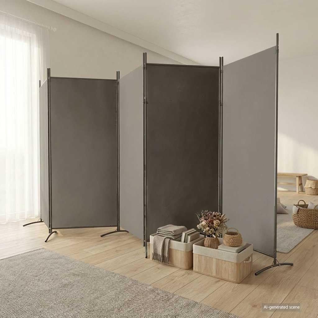 Parawan, materiał antracytowy, 433 x 180 cm, składana, ochrona przed wzrokiem, do salonu, sypialni, biura, na balkon, do ogrodu, wewnątrz i na zewnątrz, ścianka działowa