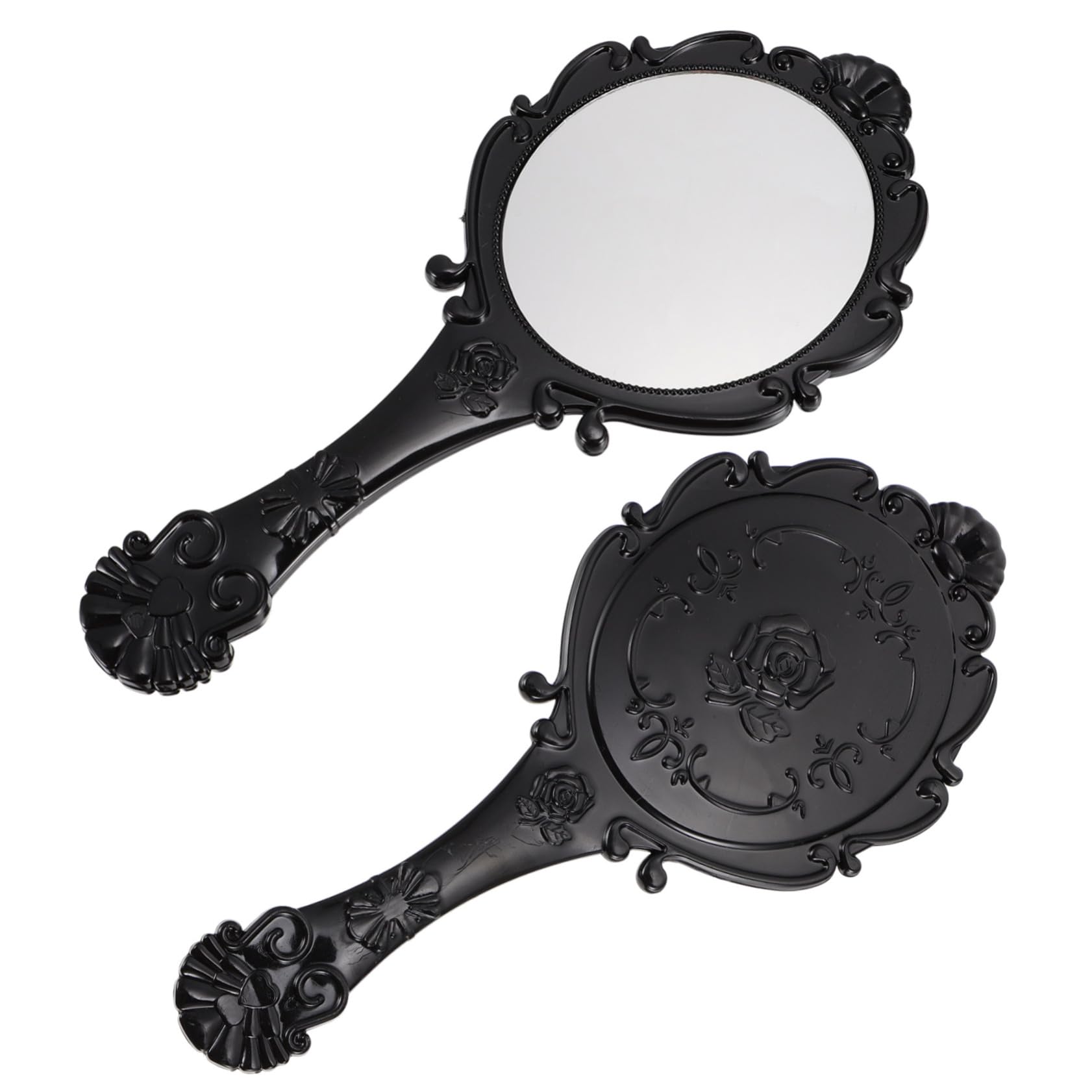 Didiseaon 2Pcs Retro Handheld Makeup Mirror Vintage Style Beauty Mirrors for Travel Home Use Lightweight Durable Design for Daily Grooming and