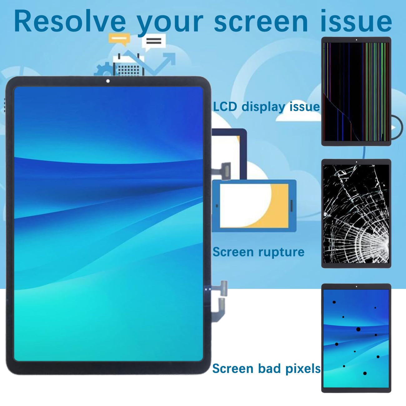 Écran LCD de rechange pour iPad Air 4 2020 10,9" A2324 A2072 A2325 A2316