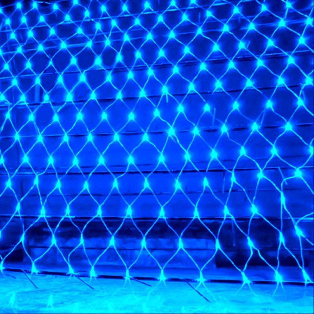 KINGCOO 672LED Lichternetz Lichterkette, Wasserdichte Batteriebetriebene Netzlicht Mesh Lichtervorhang Leuchten für Garten Außen Innen Weihnachten Hochzeit Party Wand Dekor (Blau, 6X4M)