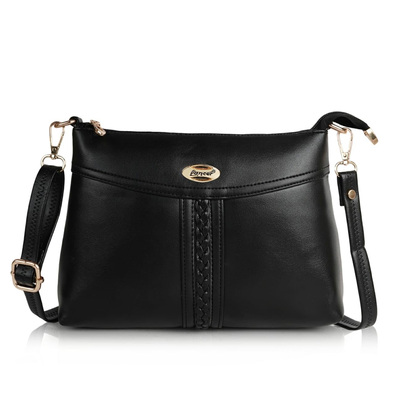 LANCER Vegan Leather Casual Classy Design Chain Top Handheld Hobo | Sling Bags for Women Latest Branded Ladies Purse Handbag | Crossbody Sling Strap (Black) (B0D13RH3K3) Amazon Price History, Amazon Price Tracker