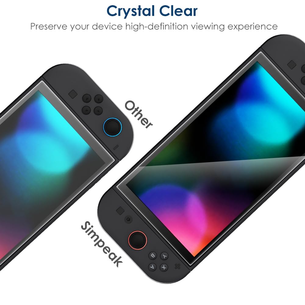 Simpeak 2 Piezas Protector de Pantalla Compatible para Switch 2 Modelo 2025 8 Pulgadas, Cristal Templado Premium Sin Burbujas/Antiarañazos/Dureza 9H/HD/Anti-Huella