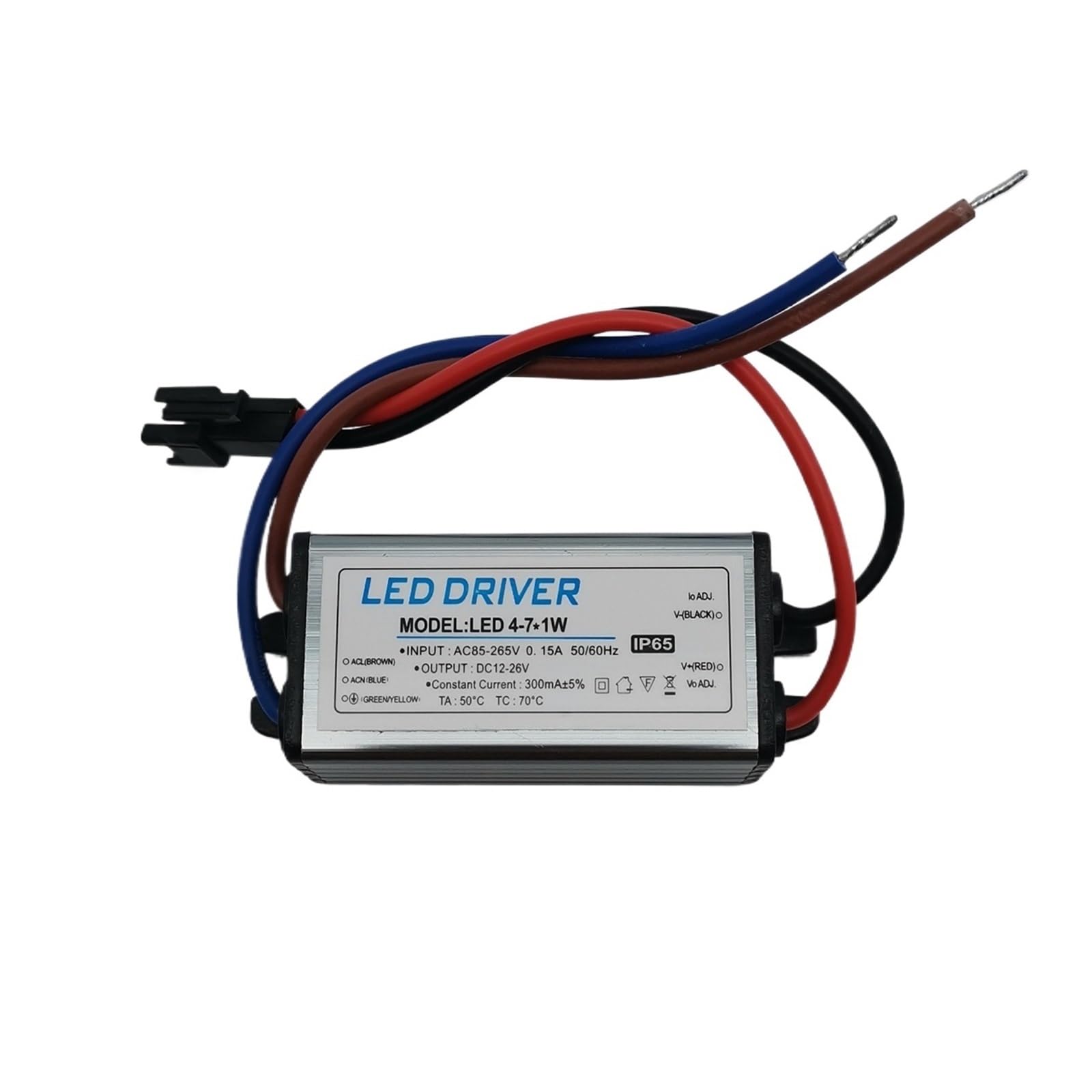 Pilote LED AC étanche 4~7x1W 300mA, alimentation for lampe, spot, projecteur, ampoule 4W, 5W, 6W, 7W