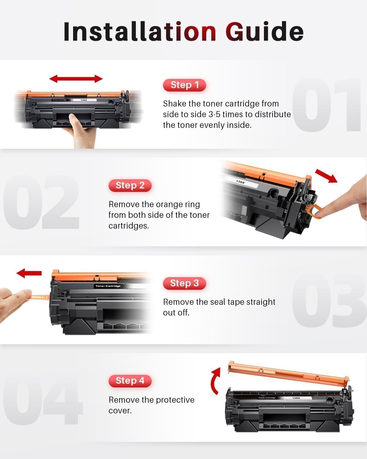 138X Black Toner Cartridge (with CHIP) Replacement Compatible for 138X 138A W1380A W1380X High-Yield Toner Work with LaserJet Pro 3001dw 3001fdw MFP 3101fdw Printer ( 2-Black )