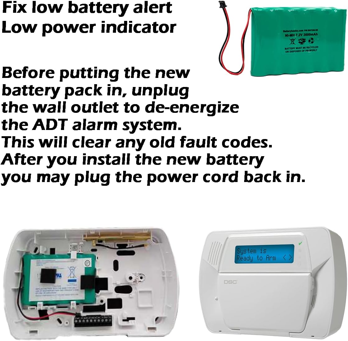 6PH-H-4/3A3600-S-D22 7.2v 3600mAh Ni-MH DSC IMPASSA 9057 Battery Wireless Security System