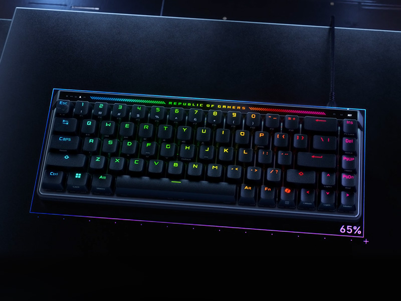 Clavier Gaming ASUS ROG Falchion Ace HFX 65% - Switches Magnétiques ROG HFX, Polling Rate 8000Hz, Rapid Trigger, AZERTY - Équipement Officiel Team Vitality