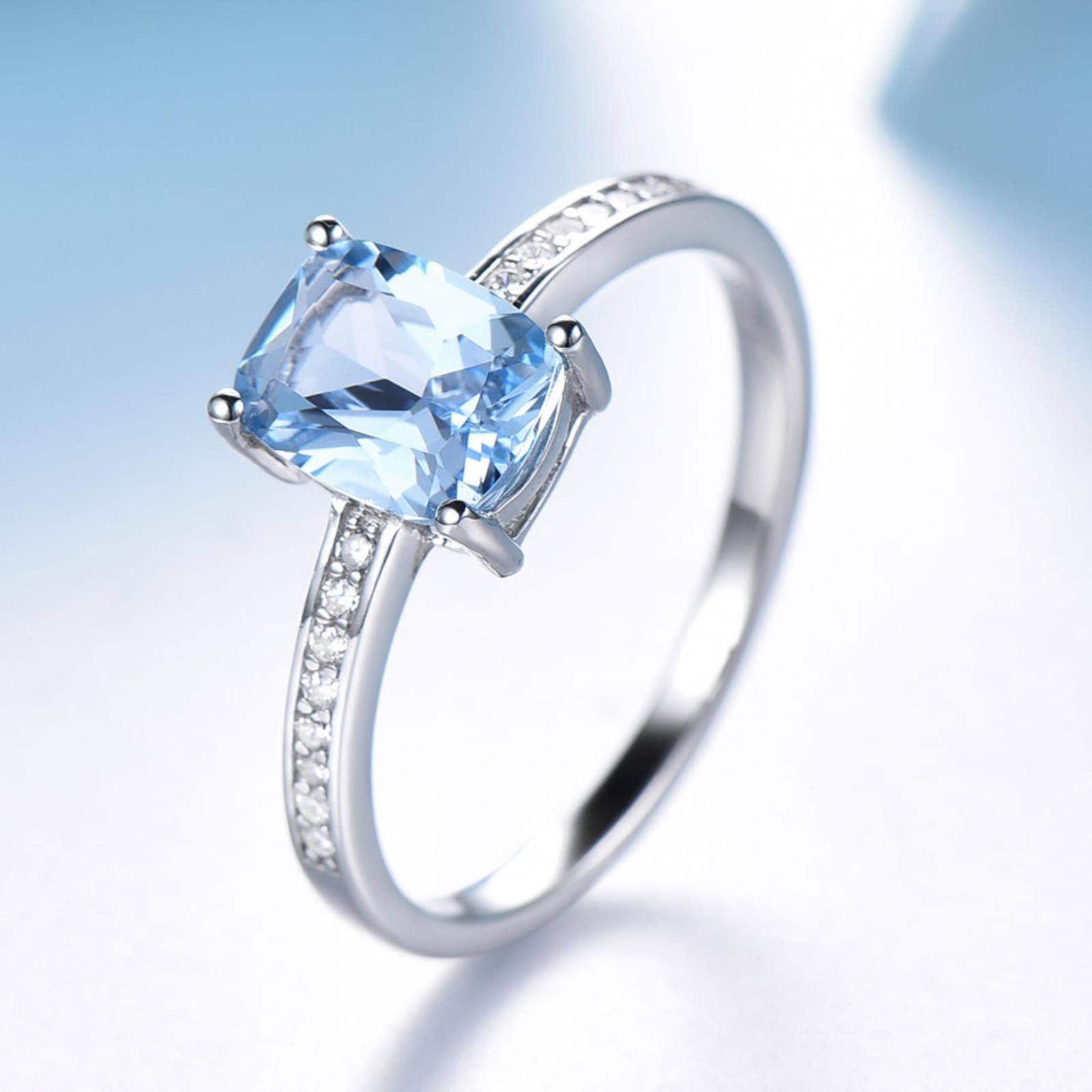 Geschenk 925 Sterling Silber Schmuck Erstellt Sky Blue Topas Ringe Und Halskette Elegante Geburtstagsgeschenke Edles Schmuckset