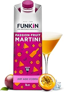 Funkin Passion Fruit Martini Cocktail Mixer 1L (33.81fl oz) | Real Fruit Natural Mixer for Cocktails, Drinks, Smoothies | Vegan, Non-GMO, Gluten-Free
