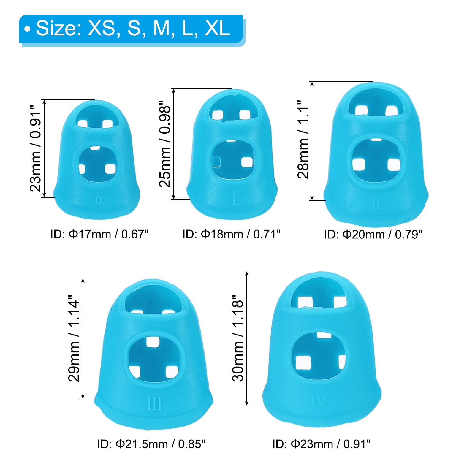 20 Embouts Doigts Silicone PATIKIL - 5 Tailles Assorties, Pour Couture, Bureau, Guitare, Bleu