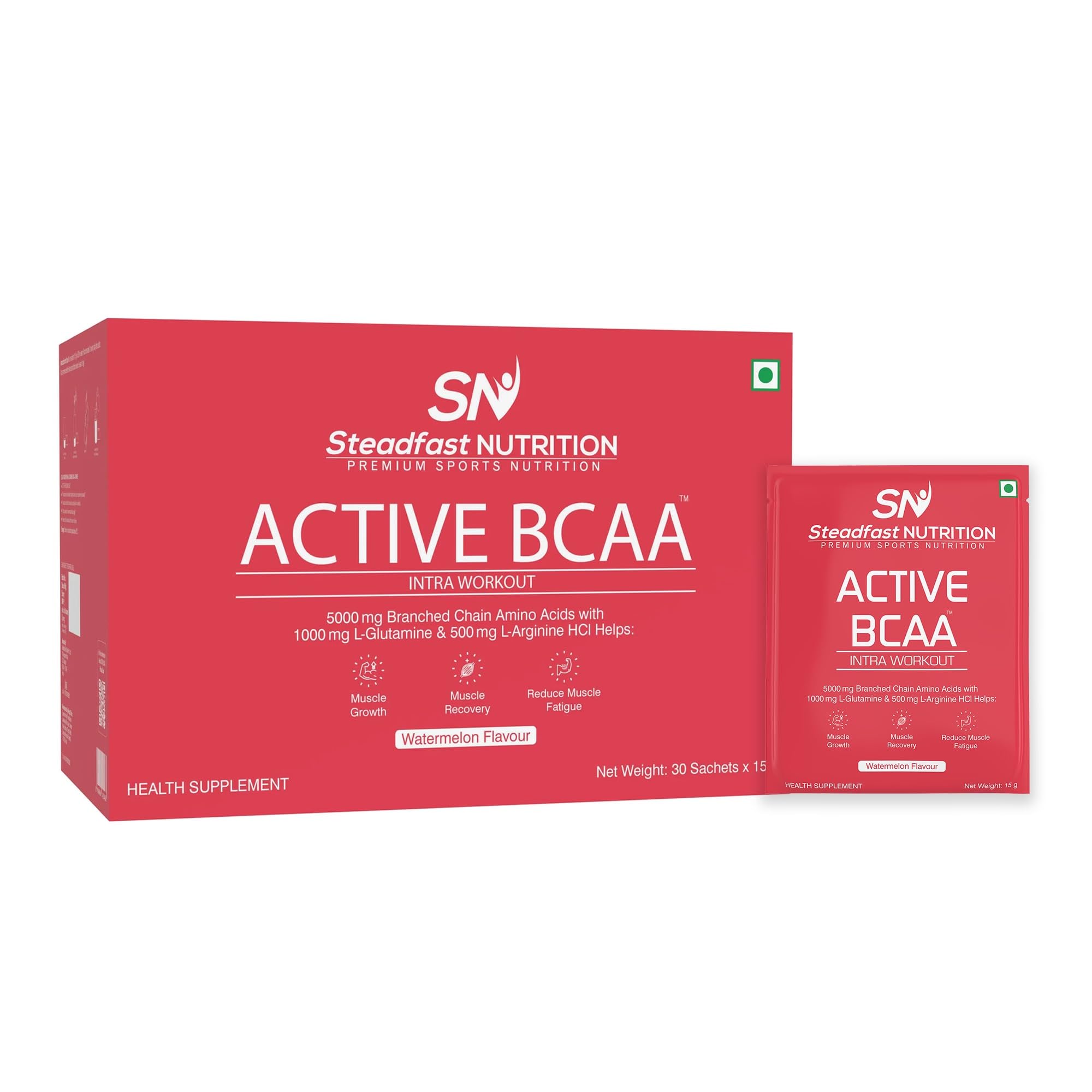 Steadfast Nutrition Active BCAA | Pre Workout BCAA Supplement in 2:1:1 Ratio | Muscle Recovery & Endurance, Intra workout | BCAA with L-Glutamine & L-Arginine | Watermelon Flavour (450g, 30 Sachets) (B084KY91RM) Amazon Price History, Amazon Price Tracker
