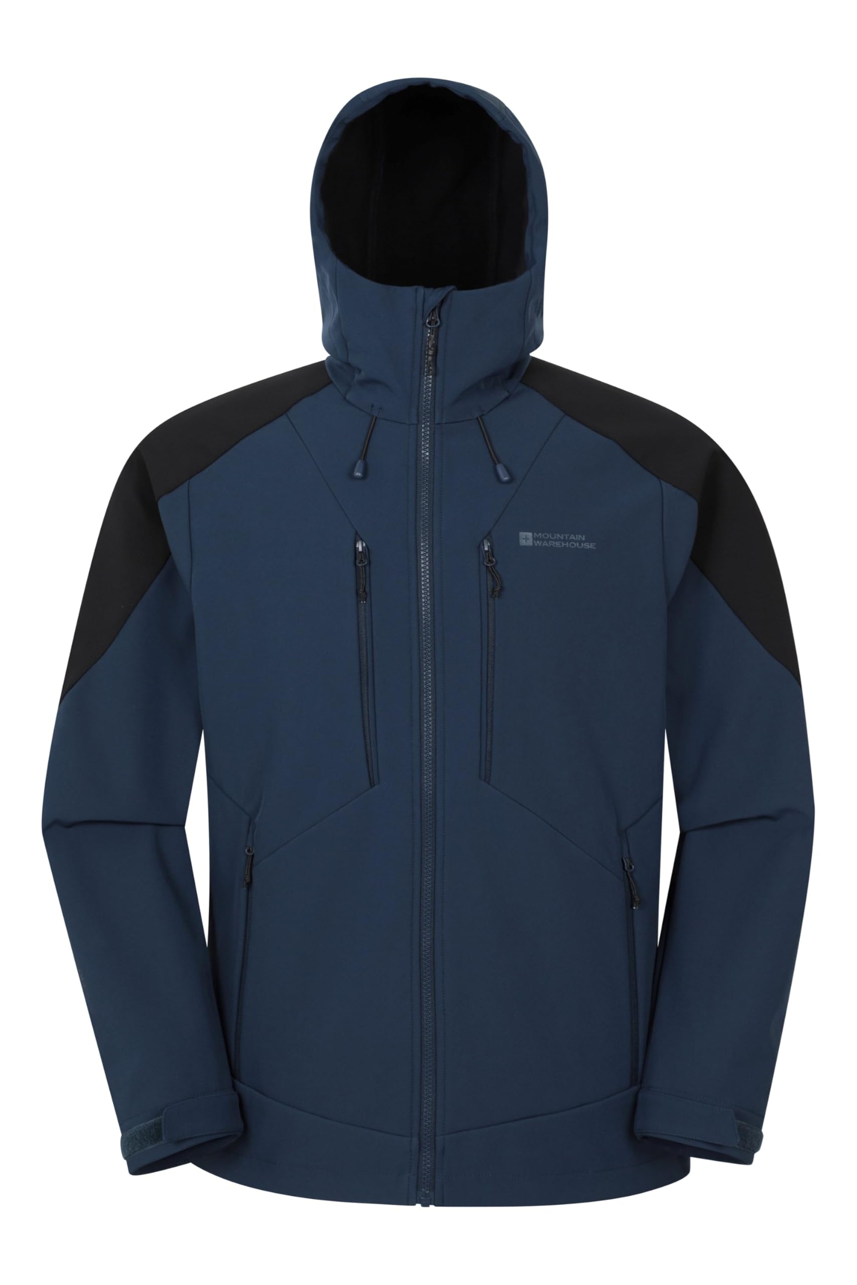 Mountain Warehouse Men's Cobalt Radius Softshell Jacket - Water Resistant, Breathable, Adjustable Rain Jacket - Best For Spring Summer, Walking, Outdoors, Hiking & Trekking Xs