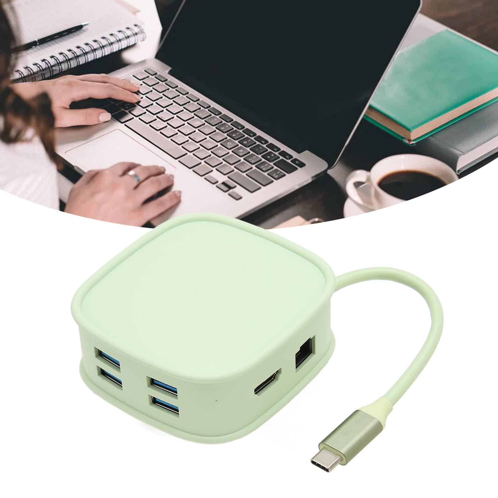 Hub USB C, 10 in 1 PD a Ricarica Rapida con risoluzione 4K HD 30Hz Plug And Play Porta RJ45 Adattatore HDMI USB3.0 Trasmissione ad Alta velocità Stazione Docking USB C (Verde)