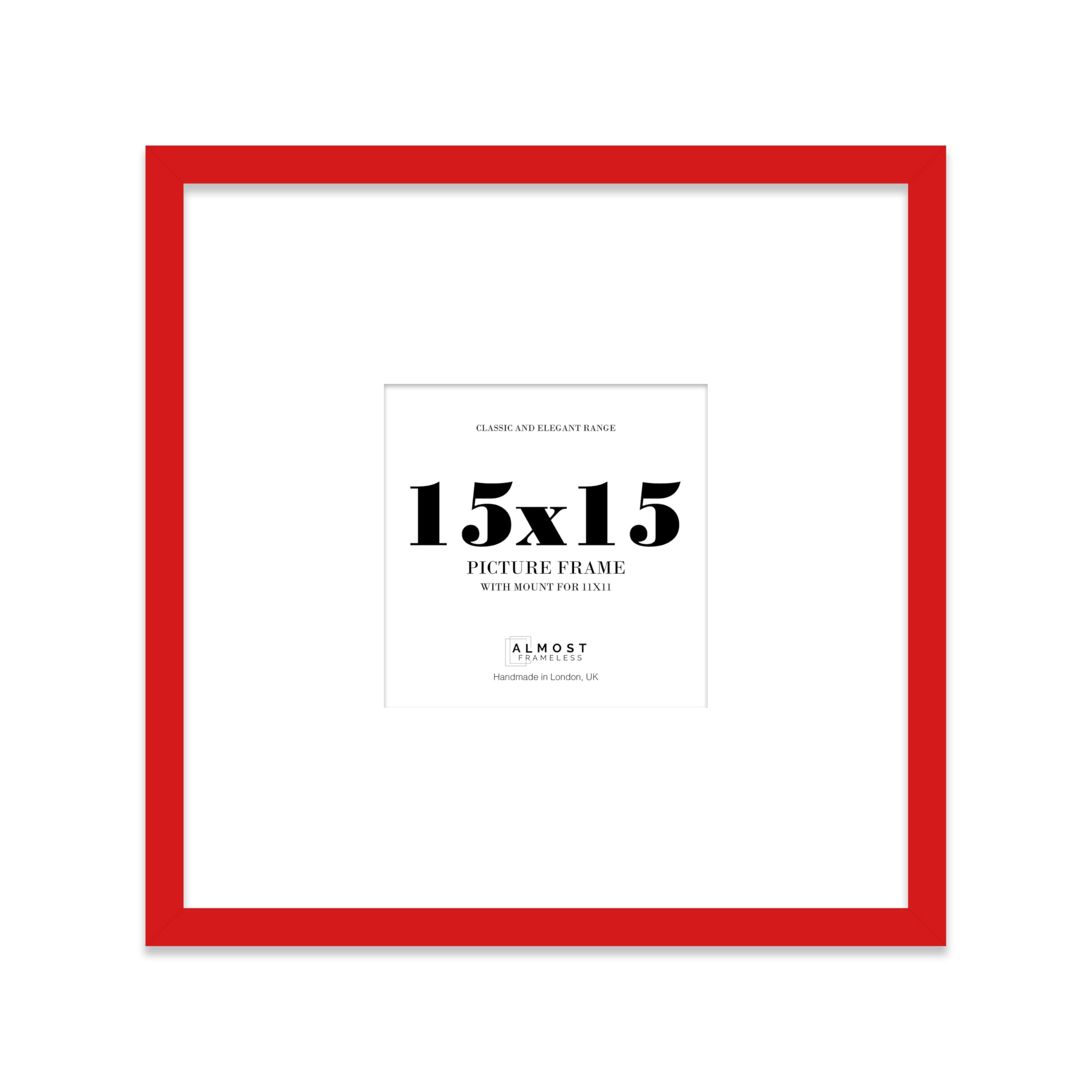 15x15 Square Picture Frame, Display Pictures 11x11 With Mat or 15x15 Without Mat, Wall Hanging & Free Standing Photo Frame, Red, 1 Pack