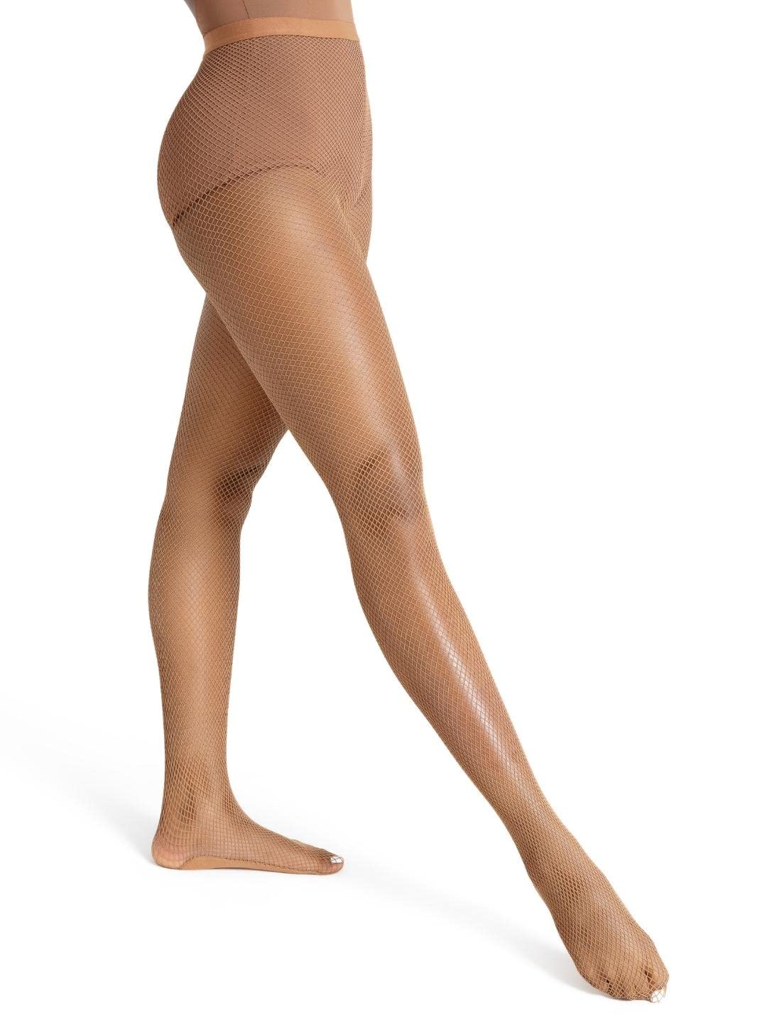 Capezio Women's Professional Fishnet Tight with 1'' Elasticized Waistband – Soft Nylon Sock Lining for Comfort, Solid Foot Pads, Perfect for Dance'