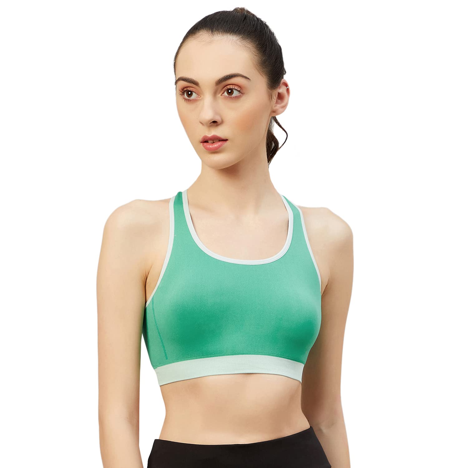 Seamless Sports Bra for Girls (S, Green)-image-37