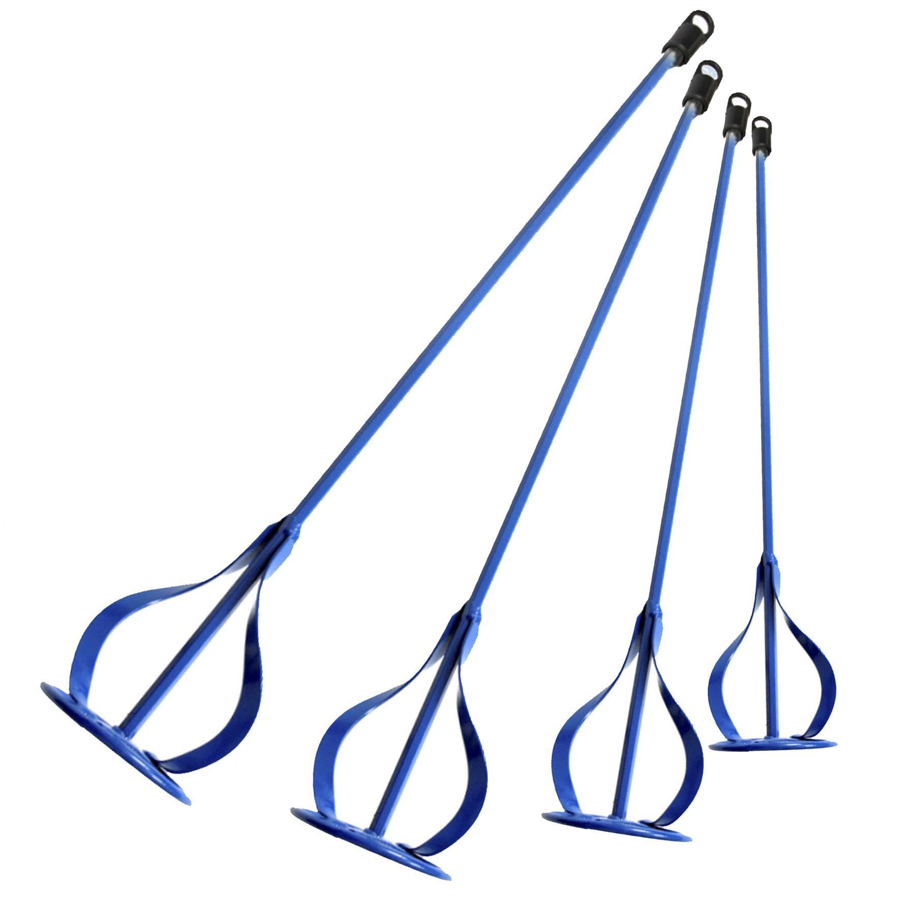 Toolty Blue Paint Mixing Paddle 60, 80, 100, 120Mm Set - Hex Thread - Painted Mixer, Whisk, Stirrer -2-Blade - For Paint Diy