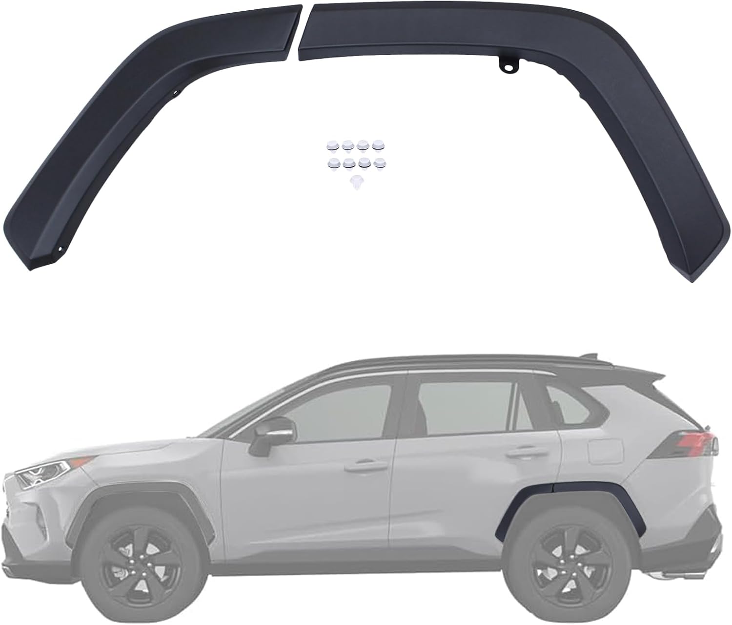 MOTOKU Black Rear Door Flare Arch and Rear Wheel Fender Flare Opening Trim Molding Moulding Set for Toyota RAV4 2019-2022 Left Driver Side