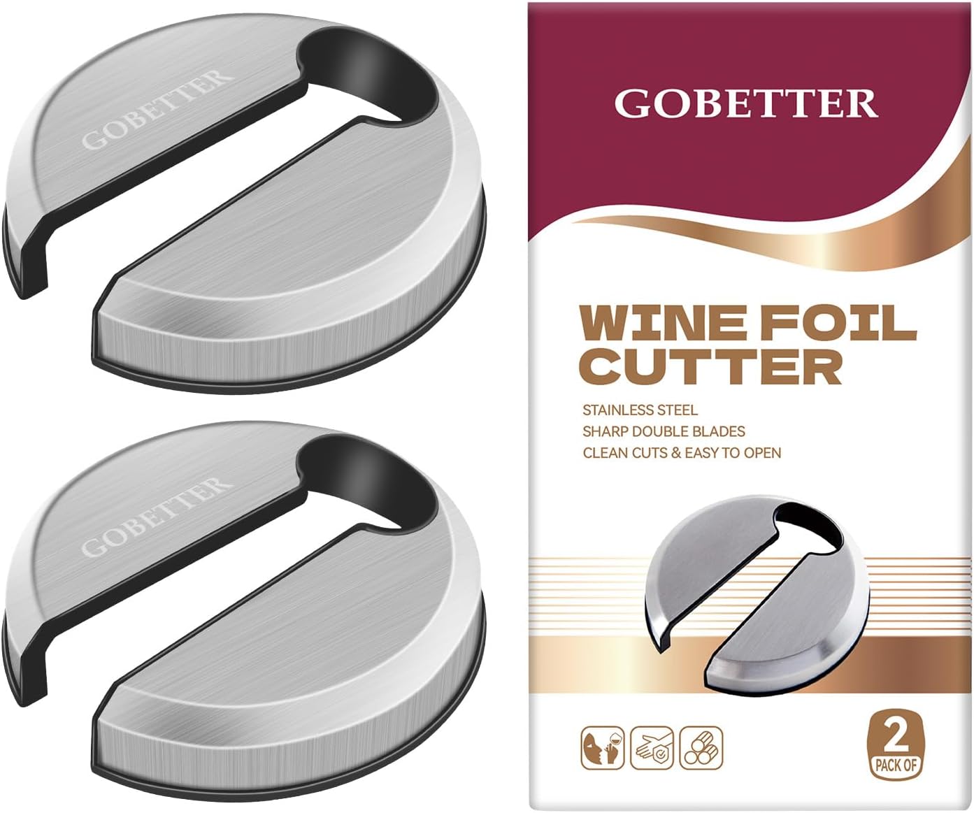 Gobetter Wine Foil Cutter Tool, Foil Remover for Wine Bottles, 2 Count