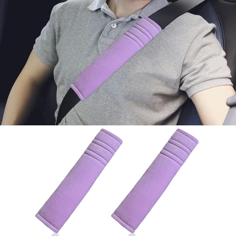 Protetor de Cinto de Segurança LAINLOY em Veludo Cristal Roxo – 2 unidades