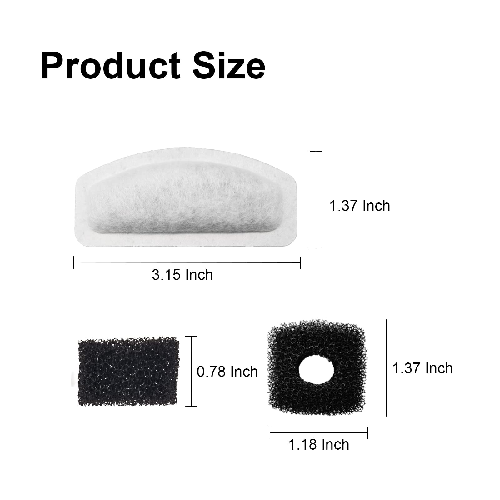Filtro de fuente de agua para gatos para fuente de mascotas de acero satinado de 67 onzas, filtro de fuente de repuesto para perros y gatos con esponjas de bomba (12 filtros y 12 esponjas)