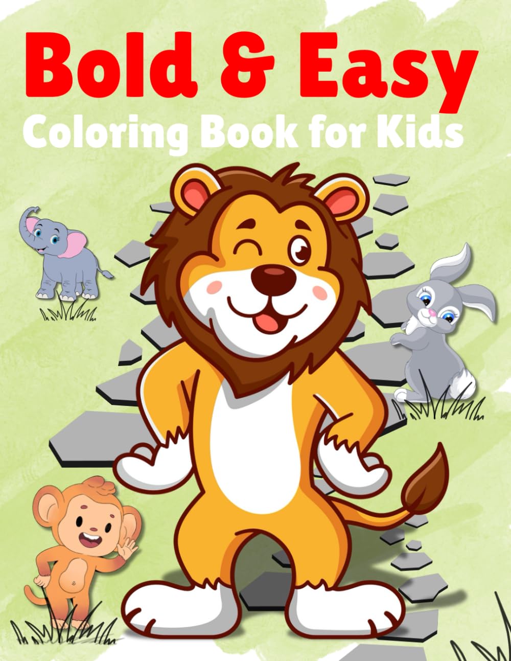 Bold & Easy Coloring Book for Kids: Cute Animals with Big Simple Shapes