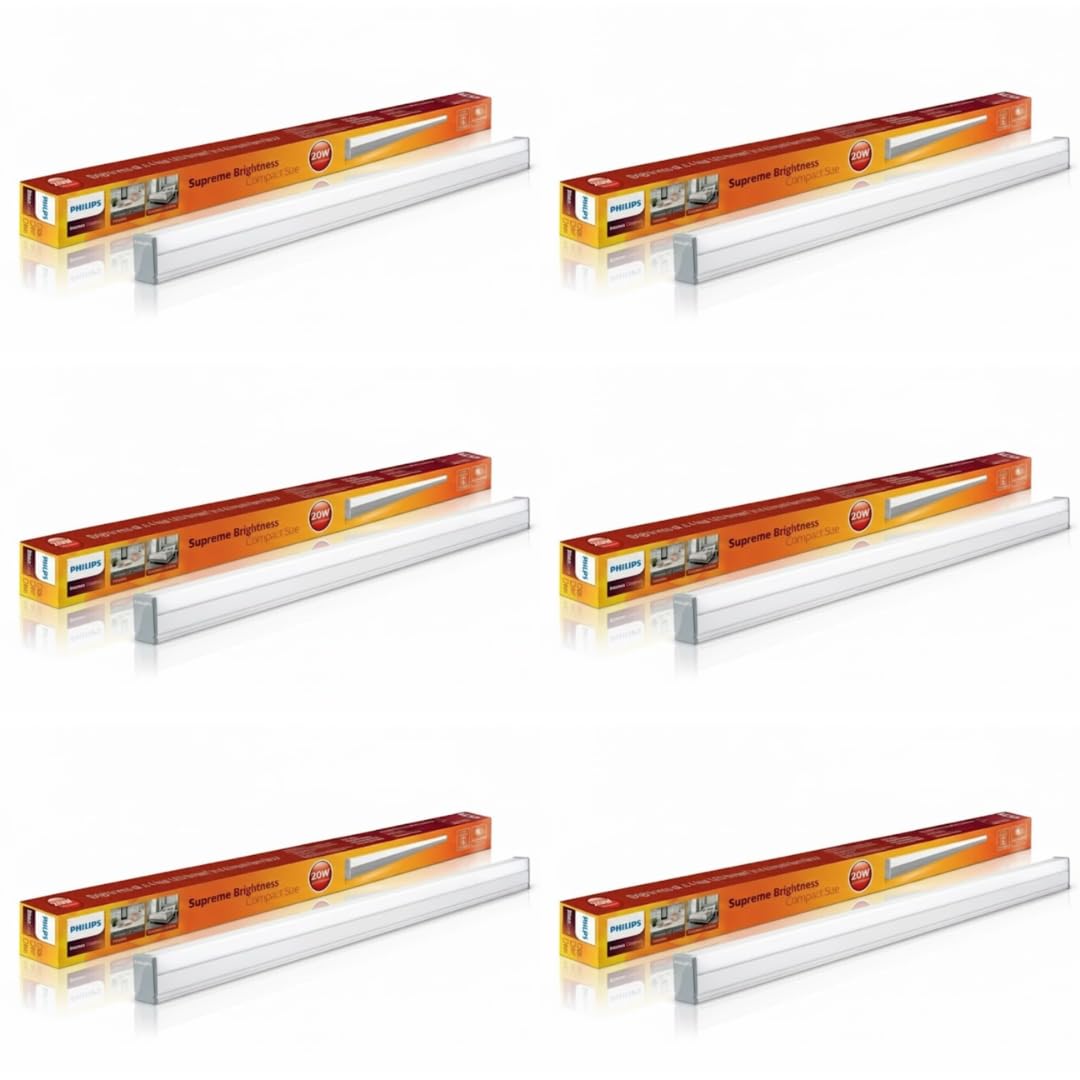 PHILIPS Slimline Compact 2000-Lumen Metal Batten Tube Light for Kitchen & Small Rooms (20W, 2ft, Pack of 6, Cool White)-picture-10