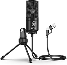 FIFINE K669B USB Microphone, Condenser Microphone, PC Microphone, Internet Calling, Game Streaming, Work from Home, Voice Chat, Unidirectional Adjustable Volume, Includes Tripod Microphone Stand,